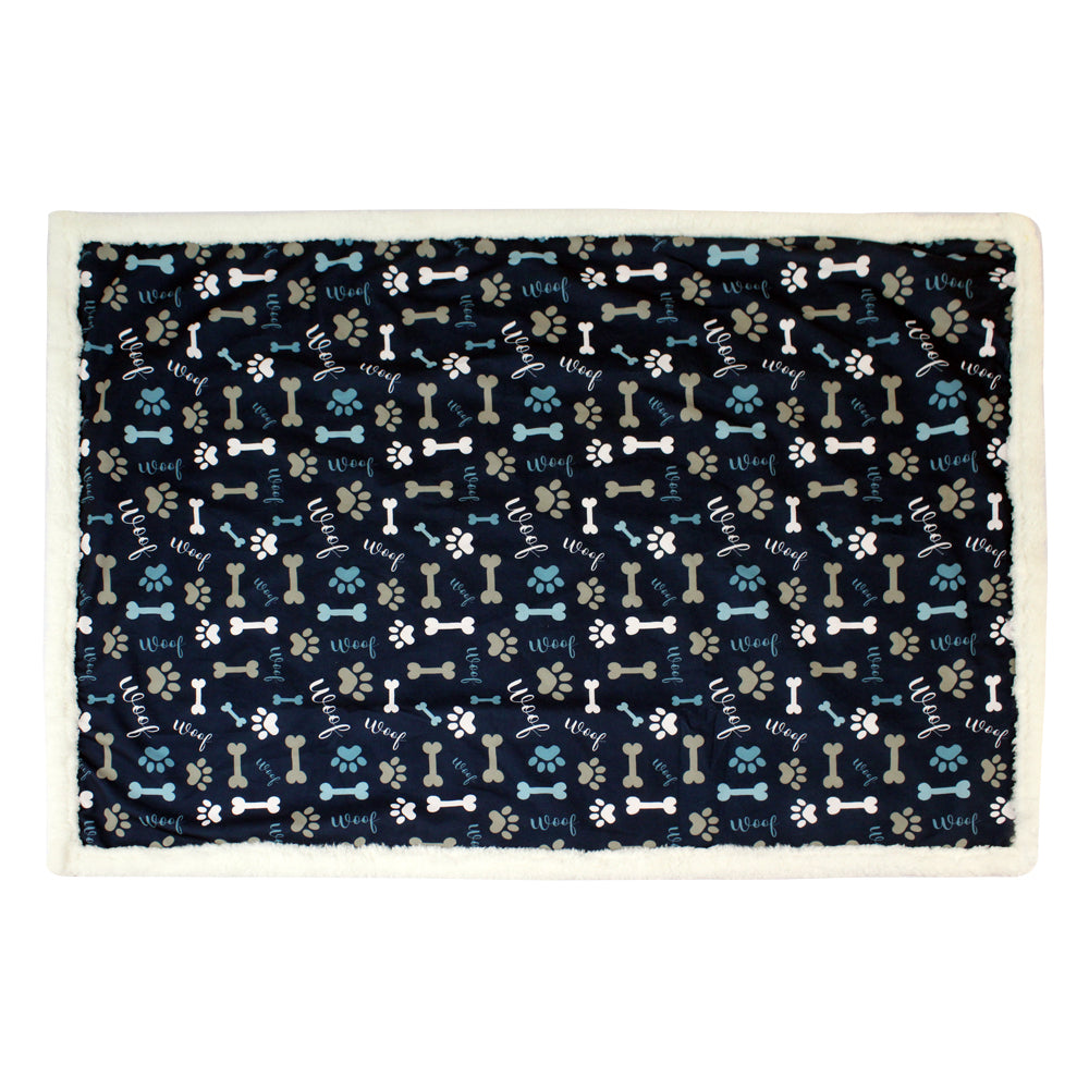 Printed Navy Bone, Paw and Woof Blanket Pawpourri