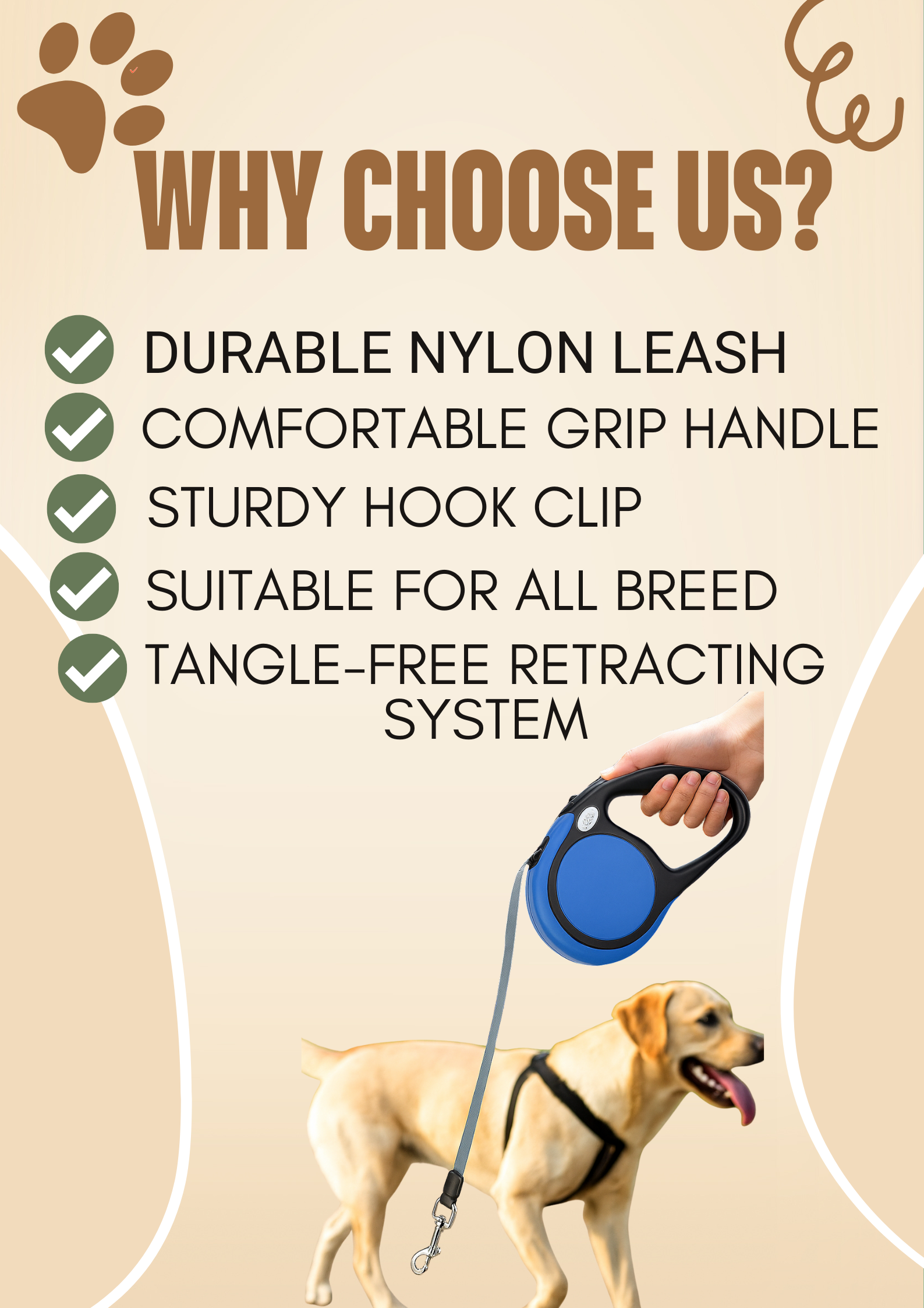 Retractable Dog Leash Blue – Pawpourri1